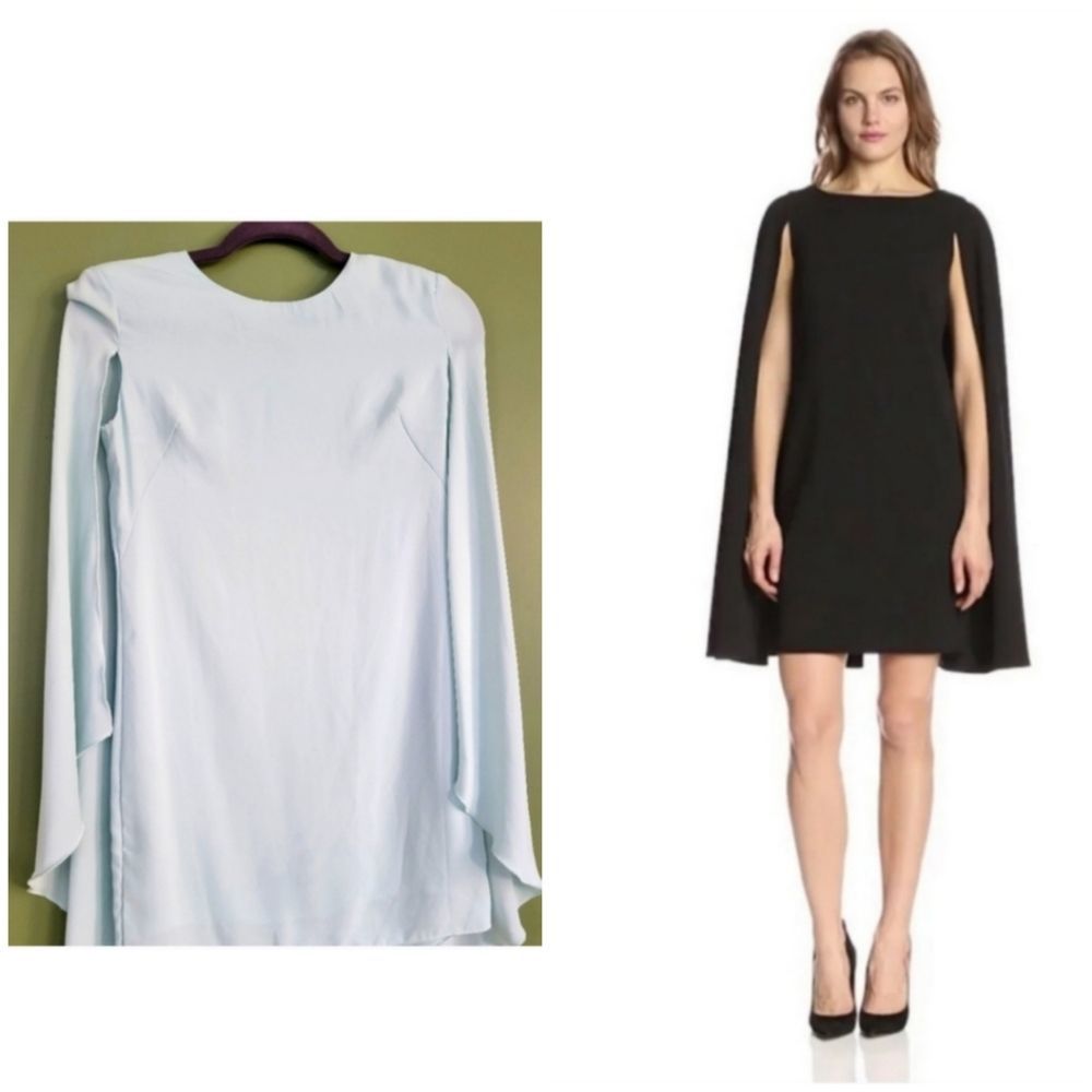 NWOT HAODUOYI Women's Small Formal Dress Light Blue Sheer Open Sleeves Wedding